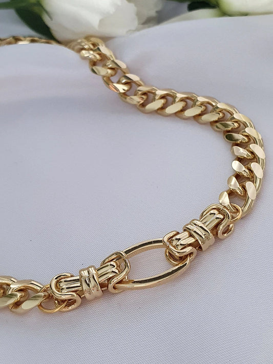 Chunky Gold Curb Chain Choker 14K Gold Plated.